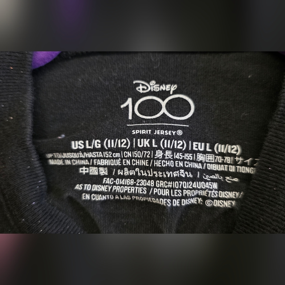 🍁Disney 100 Spirit Jersey Kids Large 10/12 Purple Fireworks Mickey - Picture 11 of 13